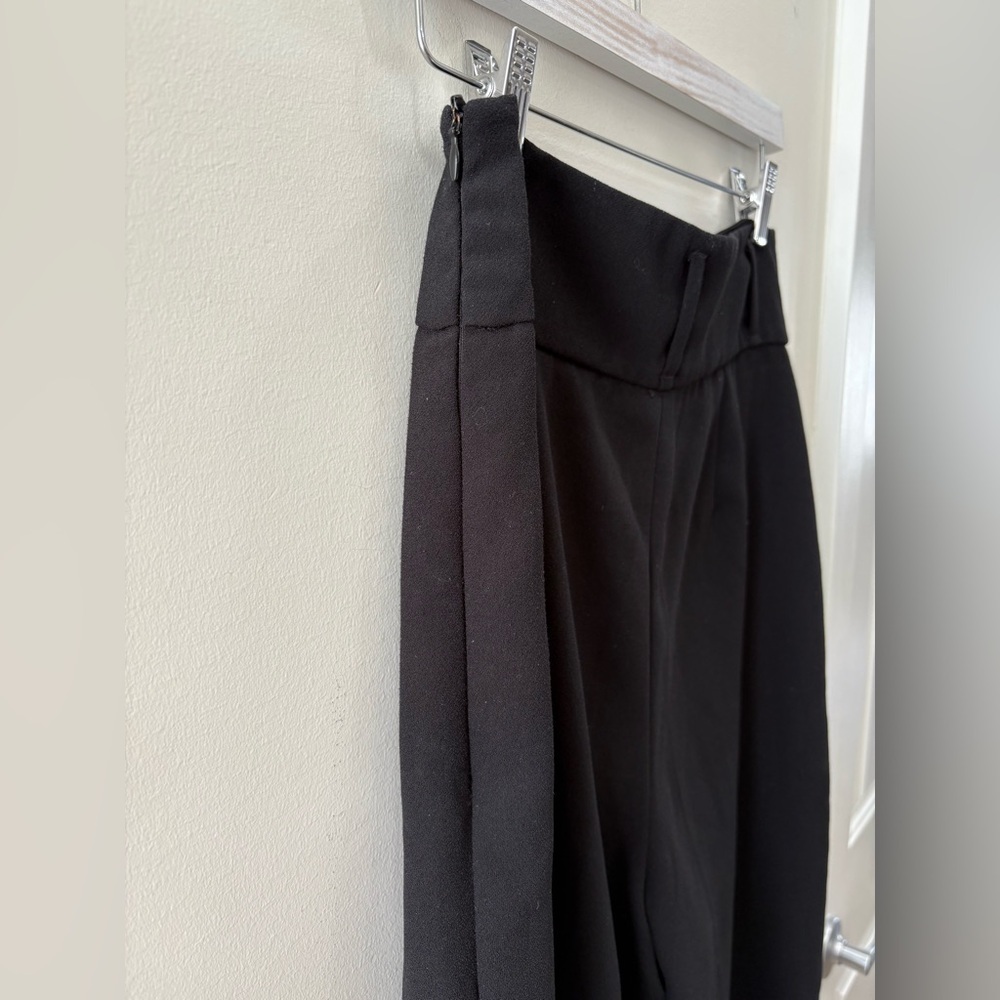 Zara Black High Waist Crop Wide Leg Pants Medium High-Rise Cropped Trousers - Picture 7 of 16